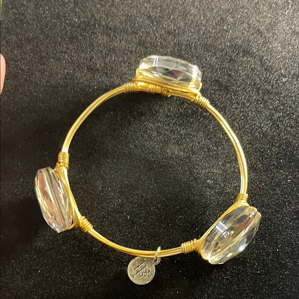 Bourbon and Bowties Gold Bangle with Clear/champagne Stones